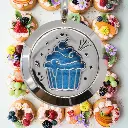 Collier acier inoxidable motif cupcake avec buvard à parfumer.webp
