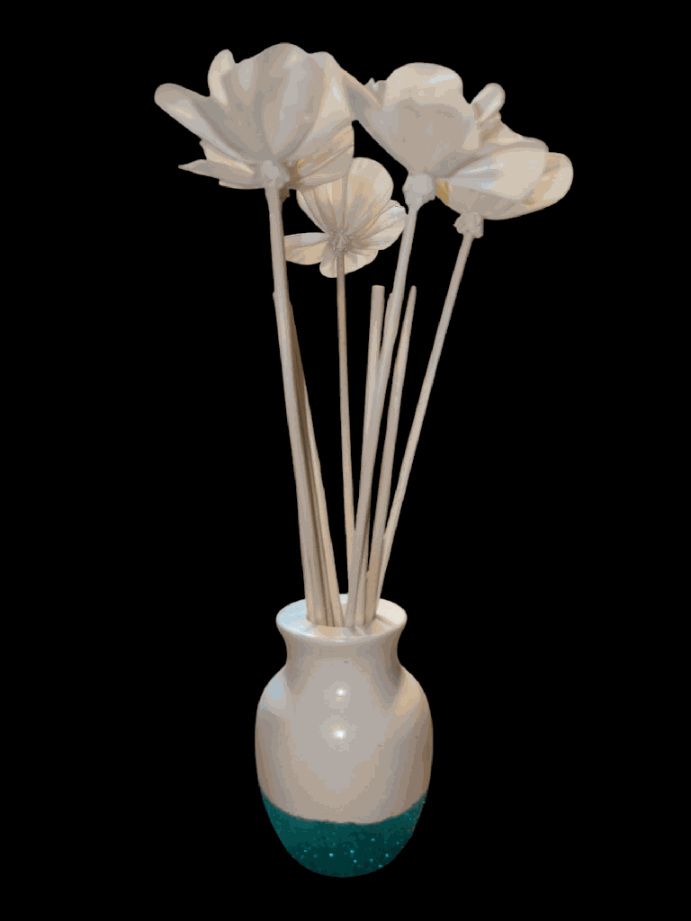 vase amphore paillettes vertes fleurs et batonnets.png