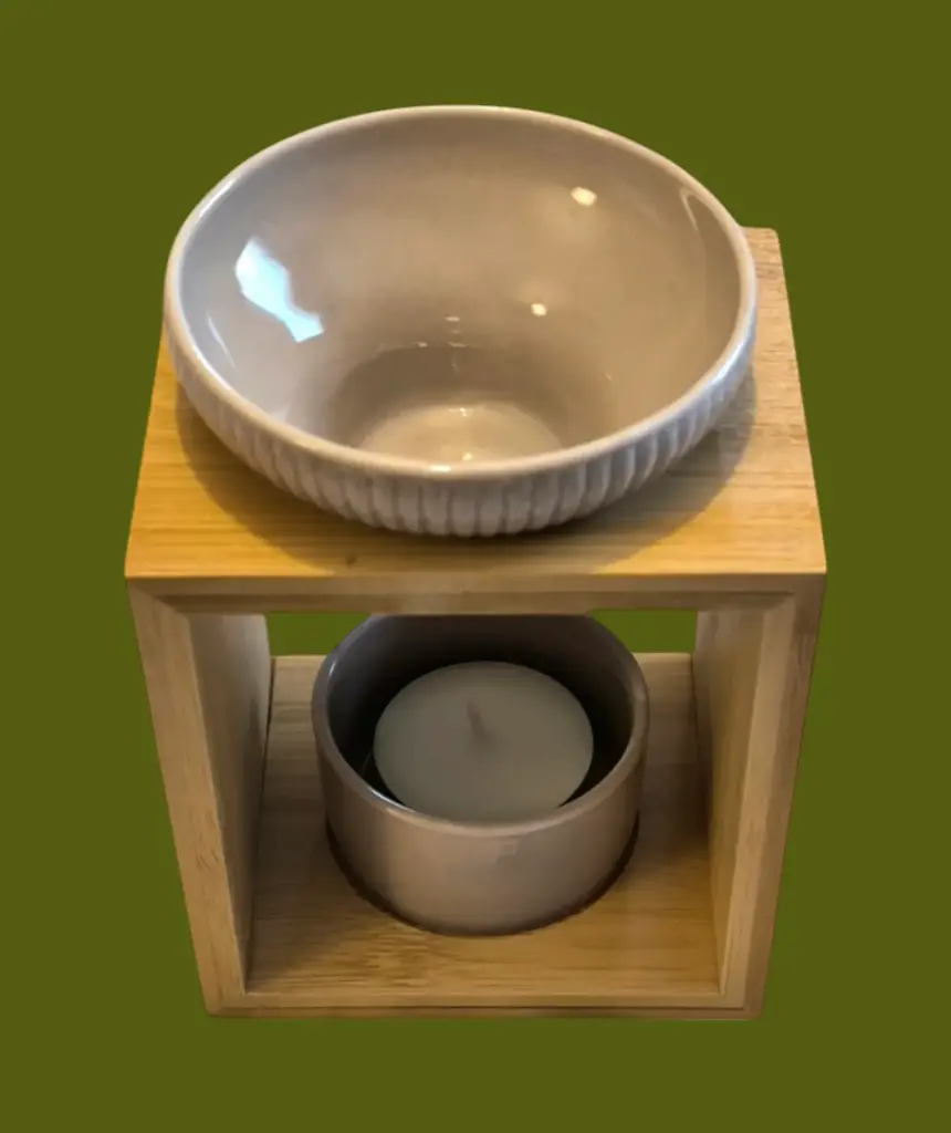 Brûleur Cire Parfumée et Fondant Parfumée Yona – Gamme Naturea en Bambou et Céramique – Matériaux Naturels de Qualité (Pour ne bonne utilisation, il convient d'utiliser des gros fondants ou deux petits)