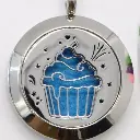 Collier Diffuseur ou a parfumer / Bijou Aromathérapie / en Inox et Buvards Fournis / Bijoux Diffuseur de Parfum et Huiles Essentielles (idée cadeau) 3 motifs : Cupcake, Papillon, feuille.                              Cordon tour de cou noir (des chaines en mailles de serpent sont disponibles sur ce site)