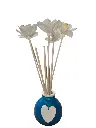 Diffuseur par Capillarité pour Parfums d'Ambiance - Diffuseur Boule bleu pailleté et cœur en plâtre avec 5 BATONNETS (fabrication artisanale) pièce unique. Pensez à lire les recommandations d'utilisation. (ATTENTION les fleurs sont en option)