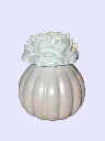 Diffuseur par Capillarité pour Parfums d'Ambiance - Diffuseur citrouille rose pâle avec fleur en plâtre et 5 BATONNETS (fabrication artisanale) pièce unique. Pensez à lire les recommandations d'utilisation. 
