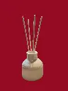 Diffuseur par Capillarité pour Parfums d'Ambiance - Diffuseur Rayure blanc nacré en plâtre et 5 BATONNETS (fabrication artisanale) pièce unique. Pensez à lire les recommandations d'utilisation. (ATTENTION les fleurs sont en options) 