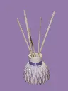 Diffuseur par Capillarité pour Parfums d'Ambiance - Diffuseur strié violet en plâtre et 5 BATONNETS (fabrication artisanale) pièce unique. Pensez à lire les recommandations d'utilisation. (ATTENTION les fleurs sont en options)
