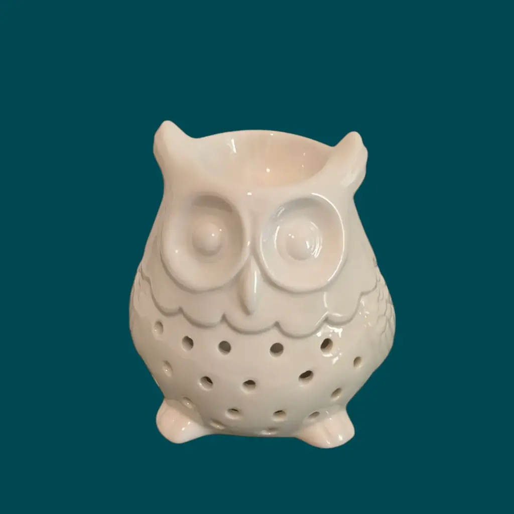 Brûleur Fondant Cire Parfumée en Céramique Hibou – fonctionne avec une Bougie Chauffe-Plat - Design Original – Bougeoir Cires Parfumées, Huiles Essentielles                                                     (Pour une bonne utilisation, il convient d'utiliser des petits fondants)
