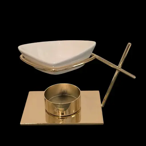 Brûleur Matelot à Huile et Fondant Parfumé – Brûleur en Céramique et Métal                                                                                           (Pour ne bonne utilisation, il convient d'utiliser des gros fondants ou deux petits)