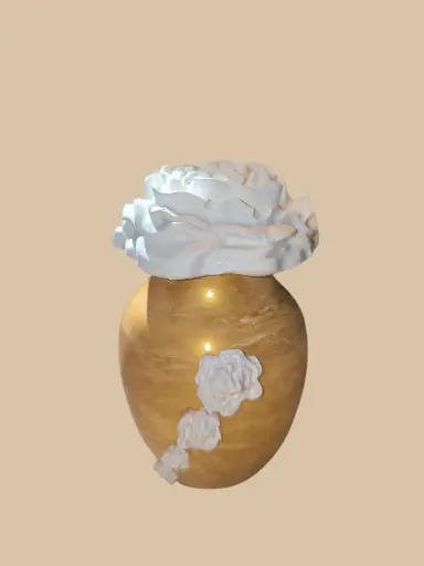 Diffuseur par Capillarité pour Parfums d'Ambiance - Diffuseur Amphore or et fleur en plâtre avec 5 BATONNETS (fabrication artisanale) pièce unique. Pensez à lire les recommandations d'utilisation.  