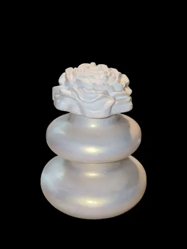 Diffuseur par Capillarité pour Parfums d'Ambiance - Diffuseur vague blanc nacré avec fleur en plâtre et 5 BATONNETS (fabrication artisanale) pièce unique. Pensez à lire les recommandations d'utilisation.