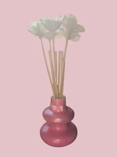 Diffuseur par Capillarité pour Parfums d'Ambiance - Diffuseur vague rose en plâtre et 5 BATONNETS (fabrication artisanale) pièce unique. Pensez à lire les recommandations d'utilisation. (ATTENTION les fleurs sont en options) 