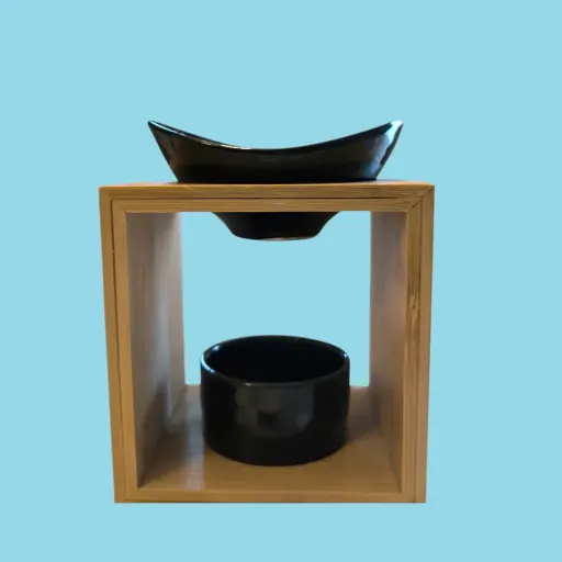Brûle Parfum Série Naturea Modèle Kalos noir – Brûleur en Bambou et Céramique pour Cire Parfumée, Fondant, Parfum et Huile Essentielle                                                                         
(Pour ne bonne utilisation, il convient d'utiliser des gros fondants ou deux petits)                                                                                               